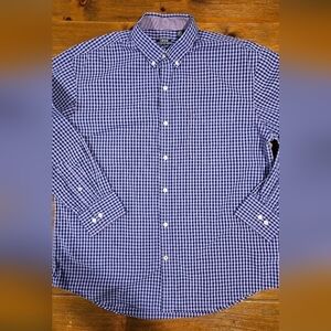 IZOD MEN'S BLUE & PURPLE PLAID BUTTON-DOWN DRESS SHIRT SIZE LARGE